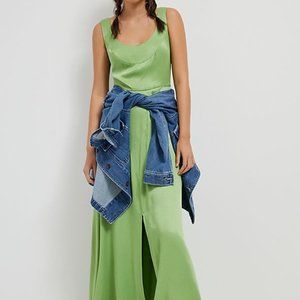 NEW ANTHROPOLOGIE Rima Maxi Dress 2P 2 Petite XS Lime Green